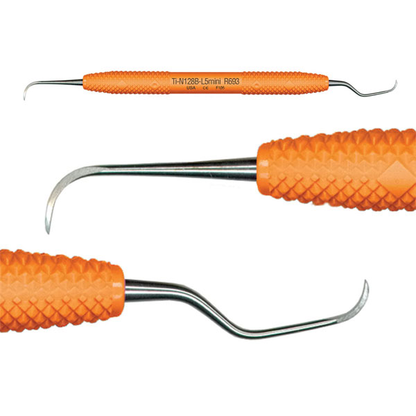 Wingrove N128B-L5Mini Titanium Implant Scaler with Orange Resin Handle. Blades are solid USA