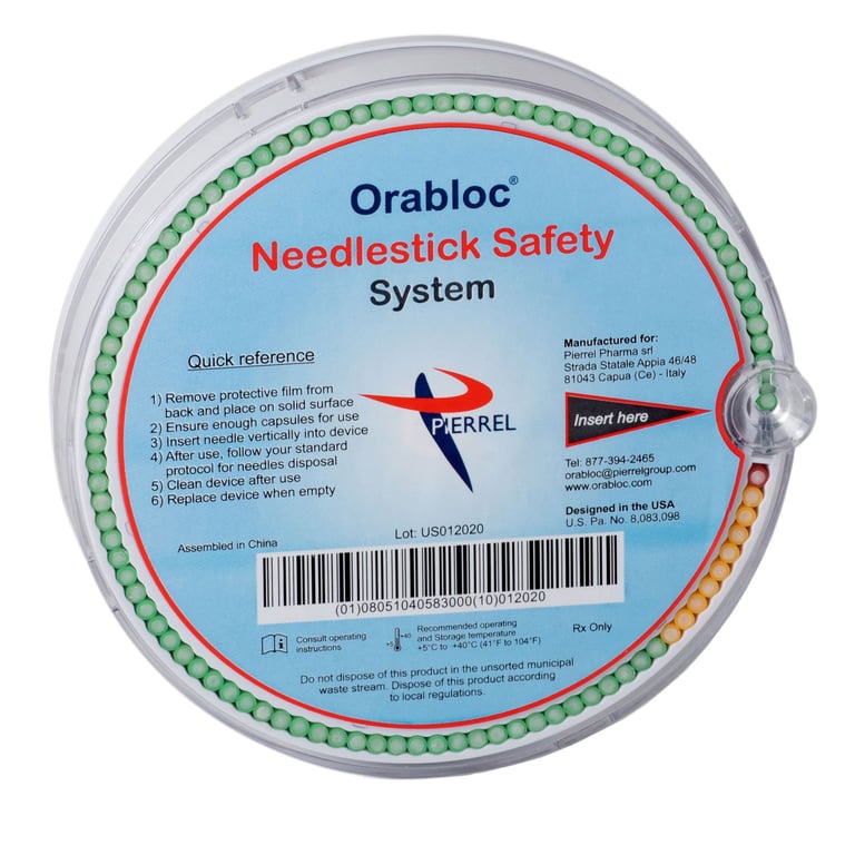 Orabloc Needlestick Safety System, 100 Protective Capsules per Pack, Single Pack