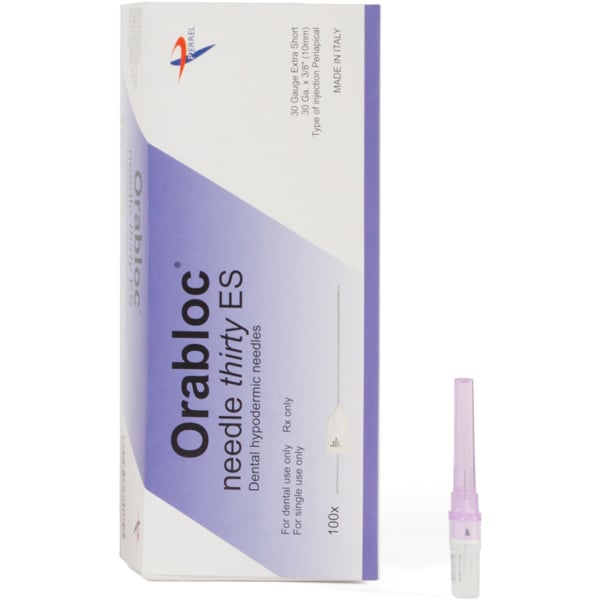 Orabloc Plastic Hub Periapical Dental Needle, 30G X-Short (0.30mm diam., 10mm long), Violet