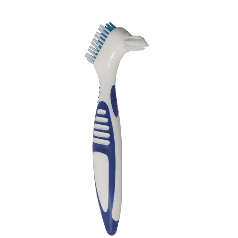 CareBrush Blue & White Premium Angled Denture Brushes, Soft Dual Action, Pack of 12 denture brushes