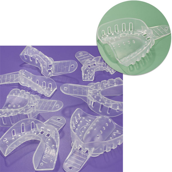 Excellent Crystal Impression Trays - X#1 X-Large Upper Arch - Perforated, Clear Plastic 12/Pk