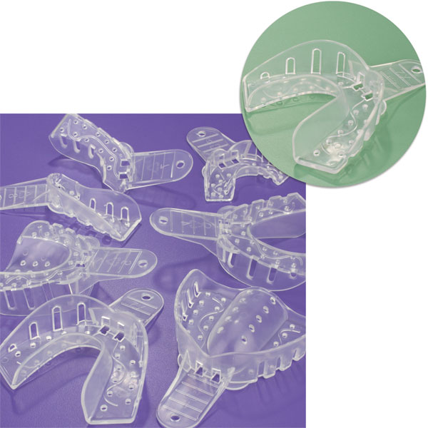 Excellent Crystal Impression Trays - X#2 X-Large Lower Arch - Perforated, Clear Plastic 12/Pk