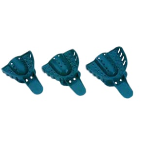 Excellent #5 Small Upper Arch - Perforated, Teal Plastic Impression Trays, Package of 12