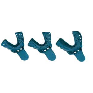 Excellent #2 Large Lower Arch - Perforated, Teal Plastic Impression Trays, Package of 12