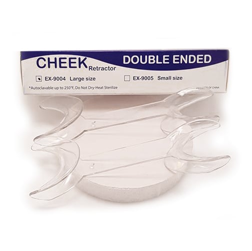 EXTND Double Ended Cheek Retractors, Large, Clear, Autoclavable to 250F, Package of 2 retractors
