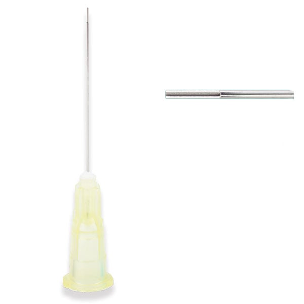 Monovac 27ga Irrigation Needle Tips, Yellow 100/Bx. Blunt, open ends with side-port delivery
