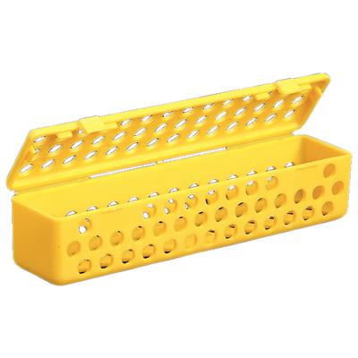 Plasdent Instrument Steri Container - Neon Yellow, 8" x 1-3/4" x 1-3/4", with Snap Shut Hinged