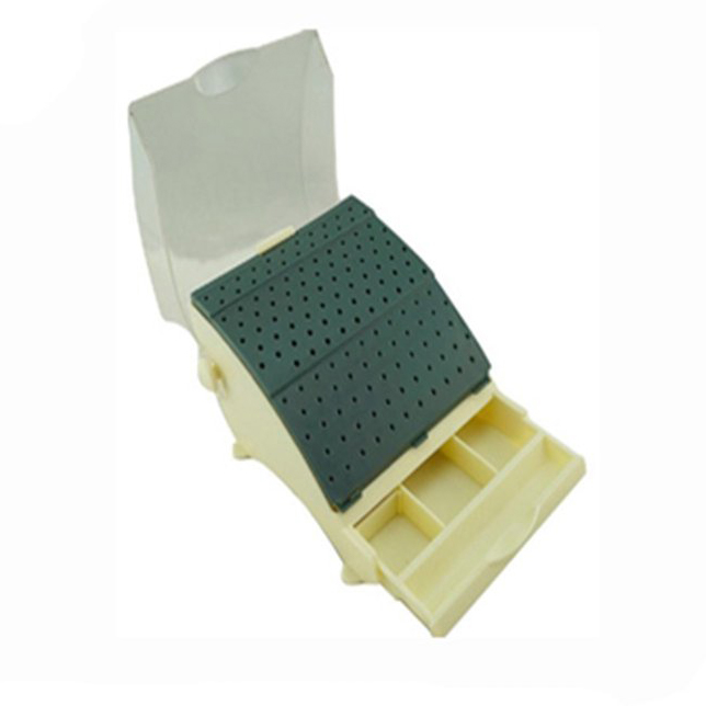 Plasdent Large Bur Station with/Lid - Ivory color- Each - Capacity: 87 FG/RA & 55 FG, single bur