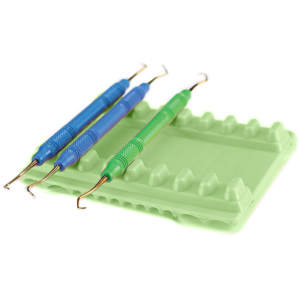 Plasdent Instrument Mat - Small, Neon Green, 5-3/16" x 4-1/8". Reversible, 8 or 12 Instruments