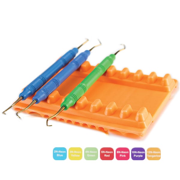 Plasdent Instrument Mat - Large, Neon Tangerine 7-1/2" x 4", 12 Instruments Capacity