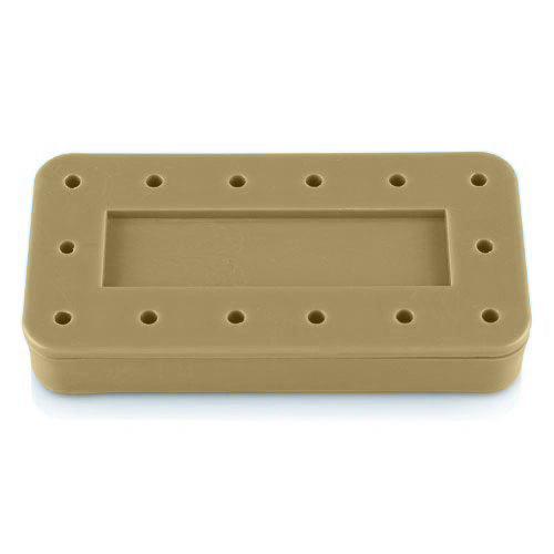 Plasdent Rectangular Bur Block - Beige, Magnetic, 14 Burs Capacity, Dimension: 3" x 1 1/2" x 1/2"