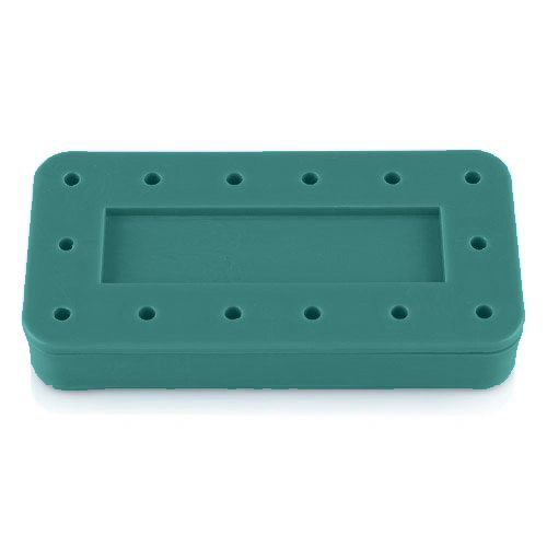 Plasdent Rectangular Bur Block - Teal, Magnetic, 14 Burs Capacity, Dimension: 3" x 1 1/2" x 1/2"