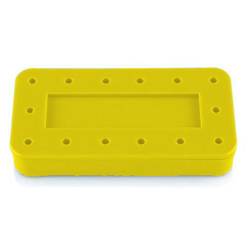 Plasdent Rectangular Bur Block - Yellow, Magnetic, 14 Burs Capacity, Dimension: 3" x 1 1/2" x