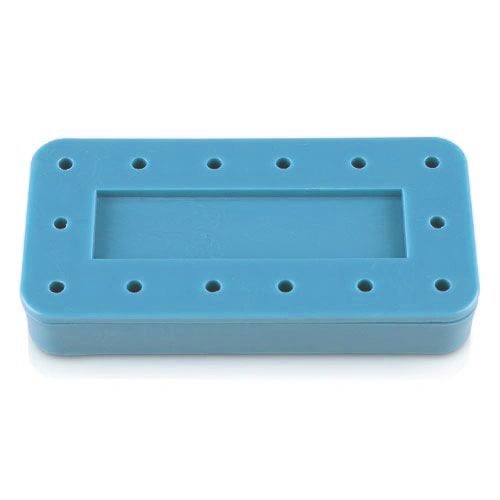Plasdent Rectangular Bur Block - Blue, Magnetic, 14 Burs Capacity, Dimension: 3" x 1 1/2" x 1/2"