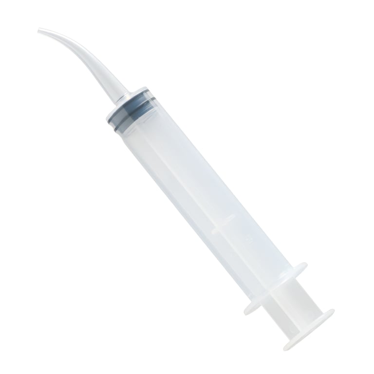 Plasdent Disposable 12cc Utility Syringe Curved 50/Bag. Designed for surgical site