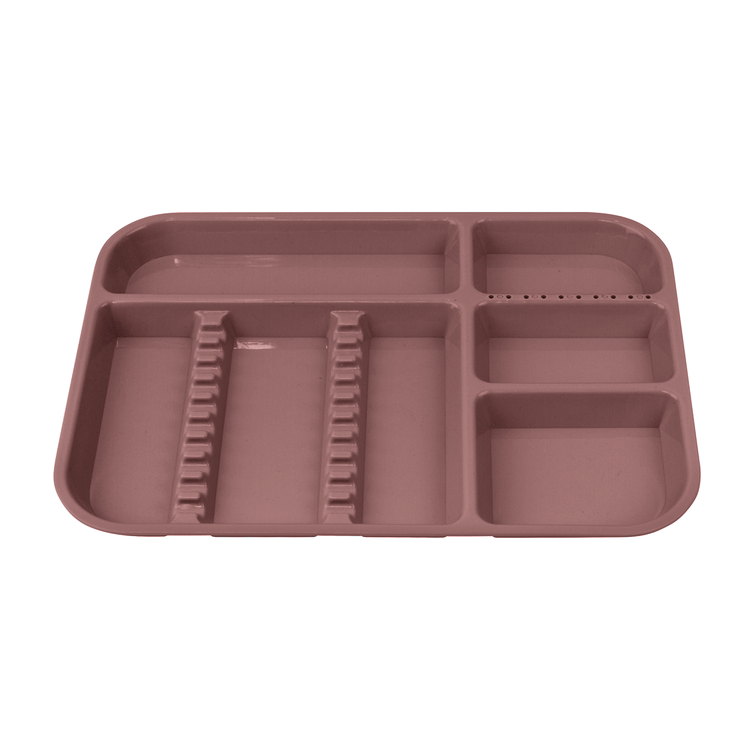 Plasdent 13-1/2" x 9-5/8" x 7/8" Lockable Divided Set-Up Tray, Size B, Mauve, 1/Pk. Features