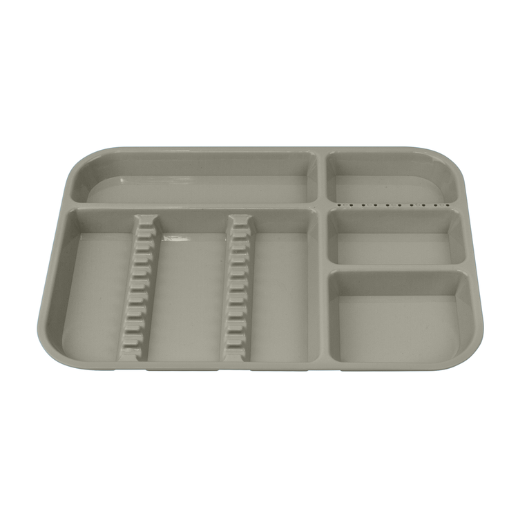 Plasdent 13-1/2" x 9-5/8" x 7/8" Lockable Divided Set-Up Tray, Size B, Gray, 1/Pk. Features