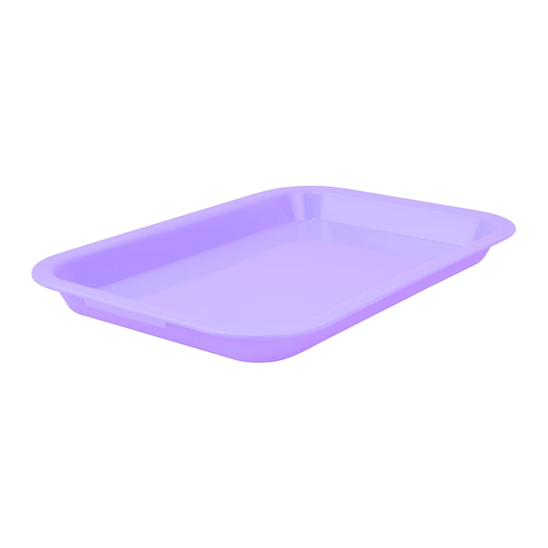 Plasdent 9-5/8" x 6-5/8" x 7/8" Mini Lockable Flat Set-Up Tray, Size F, Neon Purple, 1/Pk