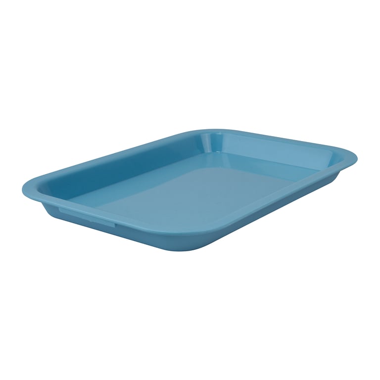 Plasdent 9-5/8" x 6-5/8" x 7/8" Mini Lockable Flat Set-Up Tray, Size F, Blue, 1/Pk. Features