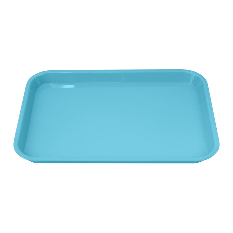 Plasdent 9-5/8" x 6-5/8" x 7/8" Mini Lockable Flat Set-Up Tray, Size F, Neon Blue, 1/Pk. Features