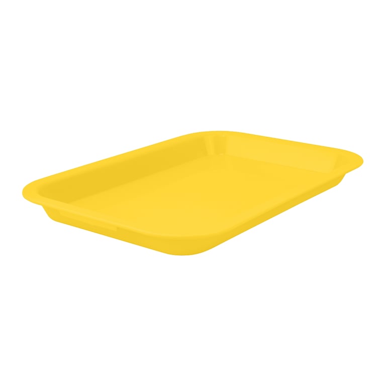 Plasdent 9-5/8" x 6-5/8" x 7/8" Mini Lockable Flat Set-Up Tray, Size F, Neon Yellow, 1/Pk