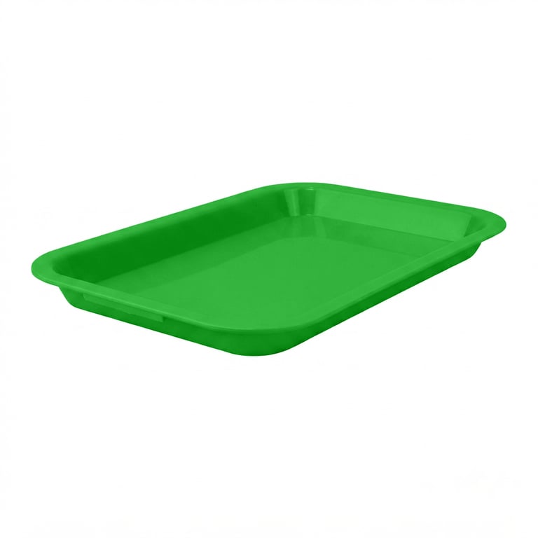 Plasdent 9-5/8" x 6-5/8" x 7/8" Mini Lockable Flat Set-Up Tray, Size F, Green, 1/Pk. Features