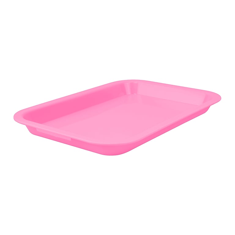 Plasdent 9-5/8" x 6-5/8" x 7/8" Mini Lockable Flat Set-Up Tray, Size F, Neon Pink, 1/Pk. Features