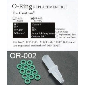 Plasdent O-Ring Replacement Kit for Cavitron Ultrasonic Inserts - Green, Pack of 12 and 1 Tool