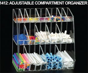Plasdent Clear Acrylic Adjustable Compartment Organizer, 12"W x 11 3/4"H x 7 1/8"D, Single