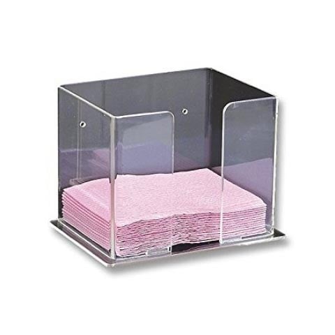 Plasdent Bib Holder, Long Side Loading - Clear, 5-5/8" W x 7-1/2" H x 6-1/4" D