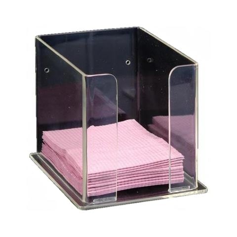 Plasdent Bib Holder, Short Side Loading - Clear, 5" W x 6" H x 7" D