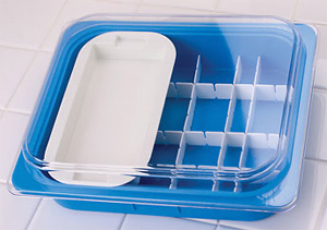Plasdent Operation Tub Set - PARROT GREEN 10 3/4"W x 13"L x 2 5/8"D. Complete with dividers