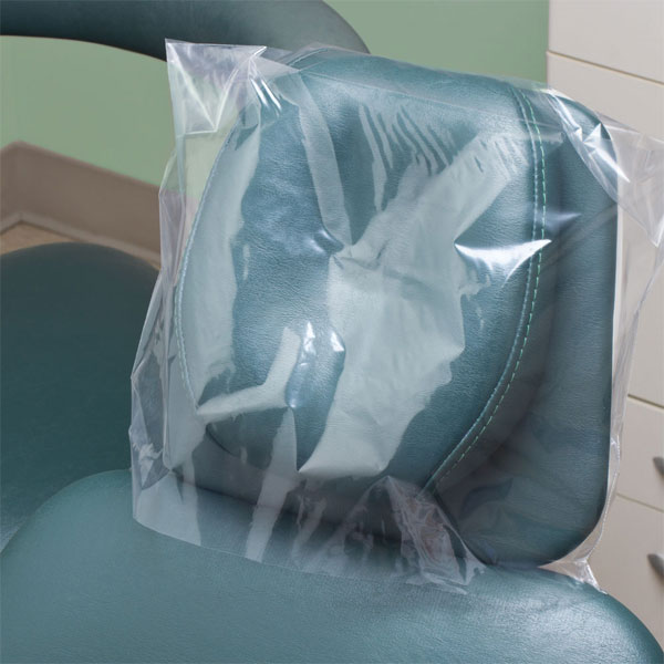 Plasdent 10" x 14" Headrest Covers, Clear Plastic 250/Bx. Pleated for a custom fit