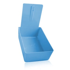 Plasdent Lab Pan - Light Blue Plastic Pan with plastic center clip. 7 3/8" x 4 5/8" x 2 3/8"