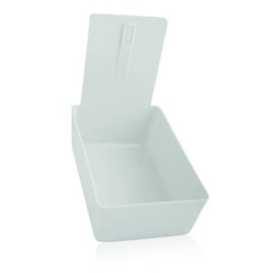 Plasdent Lab Pan - White Plastic Pan with plastic center clip. 7 3/8" x 4 5/8" x 2 3/8", Single