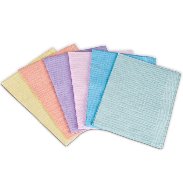 Plasdent Blue Patient Bibs Polyback 500/Cs. Plain rectangle (13" x 18") 2 Ply Paper/1 Ply Poly