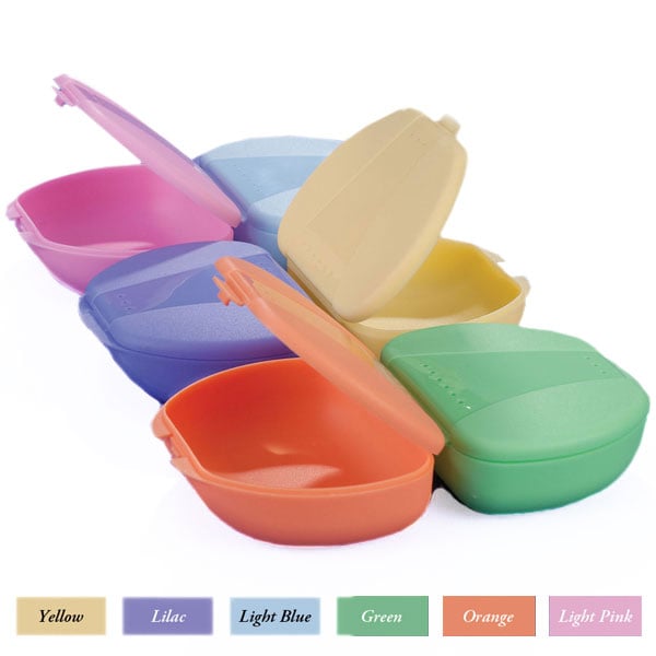 Plasdent Retainer Boxes - Solid Tropical Colors 12/Box. Feature precise snap closure, long