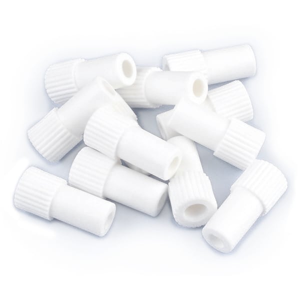 Plasdent Saliva Ejector Adapters 12/Bag. White plastic, connect saliva ejector-sized ends to high