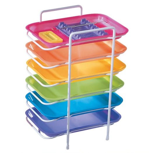 Plasdent Flat Tray, Size F (Mini) - Neon Blue, Plastic, 9-5/8" x 6-5/8" x 7/8"