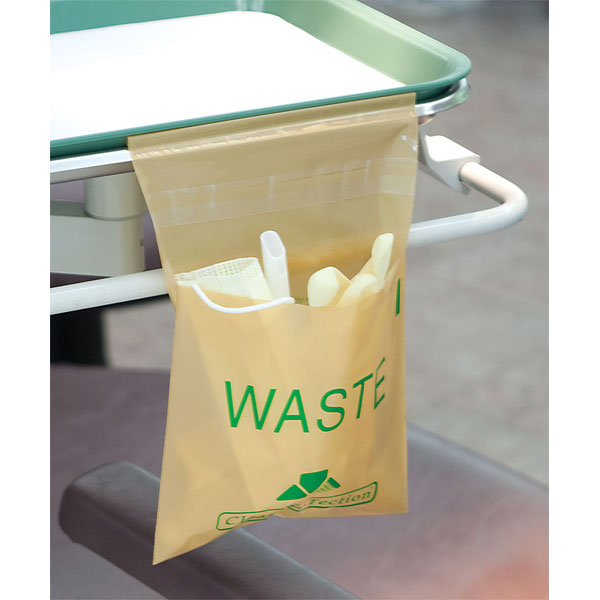 Plasdent Stick-on Beige Utility Waste Bags, 9" x 10" 200/Bx. For non-hazardous waste. Features an