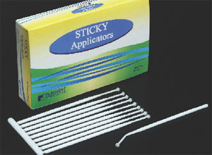 Plasdent Sticky Applicators, 4 1/2" Long, Bendable, Package of 60 sticks