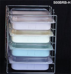 Plasdent Chrome Tub & Lid Rack, Long Side Loading, 15"W x 10-3/8"D x 18-3/4"H, 4 Tub Capacity