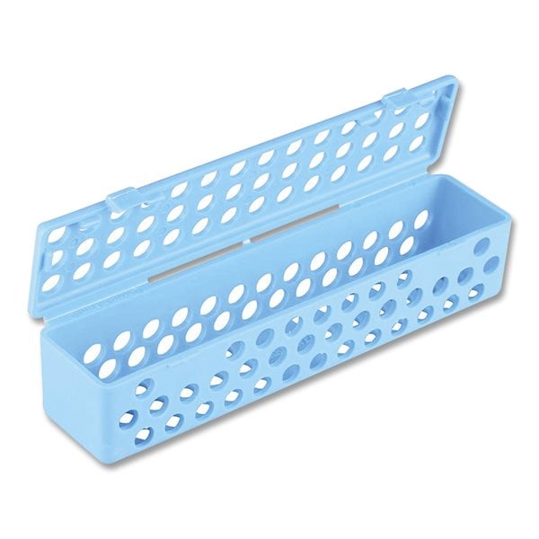 Plasdent Instrument Steri Container - Baby Blue, 8" x 1-3/4" x 1-3/4", with Snap Shut Hinged Lid