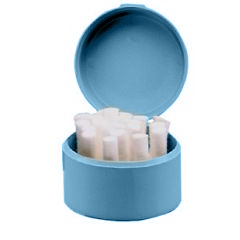 Plasdent Blue Round Cotton Roll Holder. Plastic with hinged lid 1/Pk