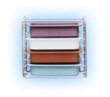 Plasdent Tub Rack, Long Side Loading 15" x 9-3/4" x 14-1/8", 4 Tubs Capacity