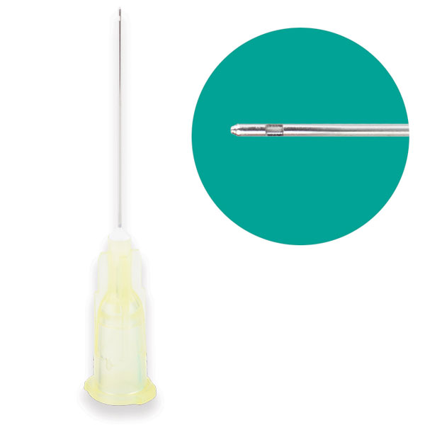 ProBevac 27ga Closed End Irrigation Needle Tips, Yellow 100/Bx. Tips feature rounded, closed ends