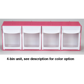Quick Access Tilt Bin Storage System, 4 Bin, 23 5/8" W x 8" H x 6 1/2" D, Black Frame With Gray