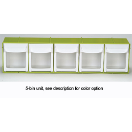 Quick Access Tilt Bin Storage System, 5 Bin, 23 5/8" W x 6" H x 4 3/4" D, Black Frame With Gray