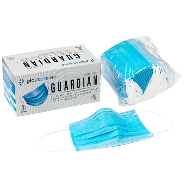 Guardian ASTM Level 3 Earloop Face Mask, Blue, 50/Box. BFE > 99%