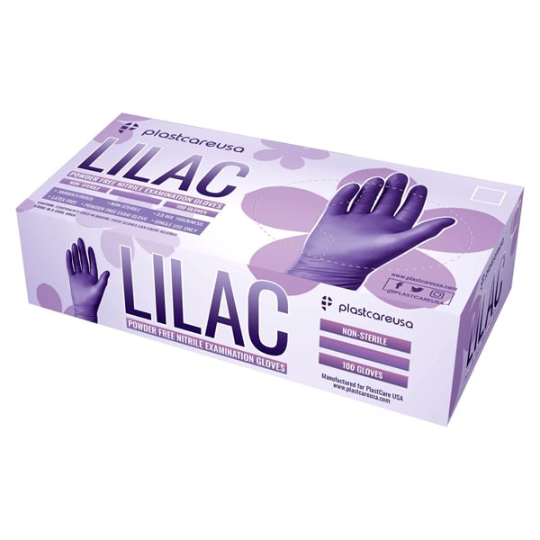 Lilac Nitrile Examination Gloves, Lavender, Large, 100/Bx Net32